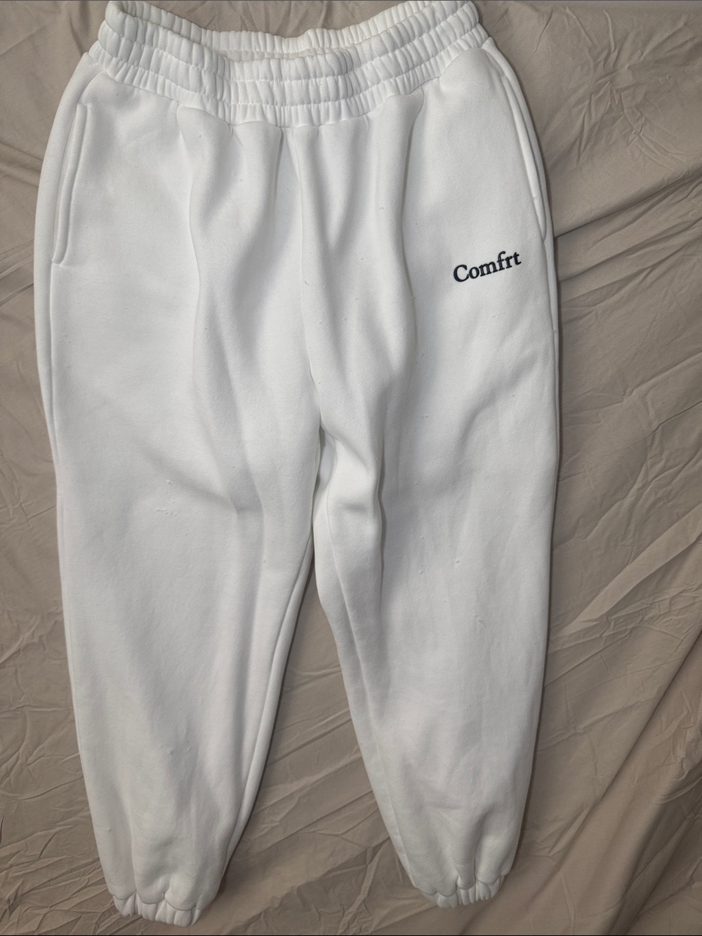 Comfrt White Sweatpants - Cozy Casual Bottoms Size Large